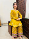 Girls Mustard Yellow Embroidered Kurta Set – Summer Collection