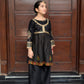 Girls Handmade Summer Kurta Set – Black with Golden & Multicolor Detailing