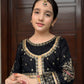 Girls Handmade Summer Kurta Set – Black with Golden & Multicolor Detailing
