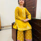 Girls Mustard Yellow Embroidered Kurta Set – Summer Collection