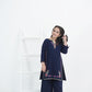 Girls Navy Blue Embroidered Winter Kurta Trouser Set