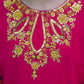 Girls Handmade Winter Kurta Set – Magenta with Golden Embroidery